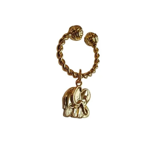 Lilly Pulitzer 2 pc Gold plated & enamel seashell bracelet & elephant key ring - Picture 4 of 9